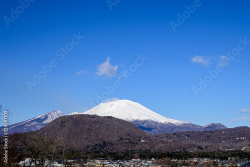冬 軽井沢スキー場から見る浅間山