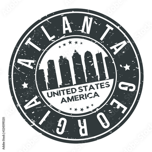 Atlanta Georgia USA Stamp. Logo Icon Symbol Design Skyline City.