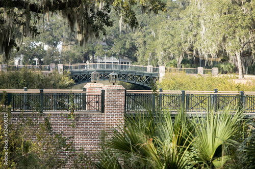 View of bridges and woods in Palmetto Bluff near Bluffton, South Carolina, USA.