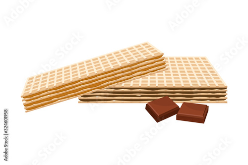 Rectangular Chocolate Wafers with Textured Surface Vector Illustration