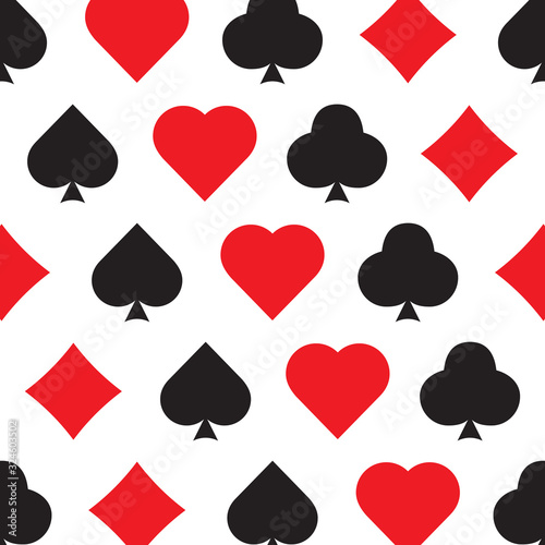 playing Cards suit seamless pattern background game. Vector illustration on white