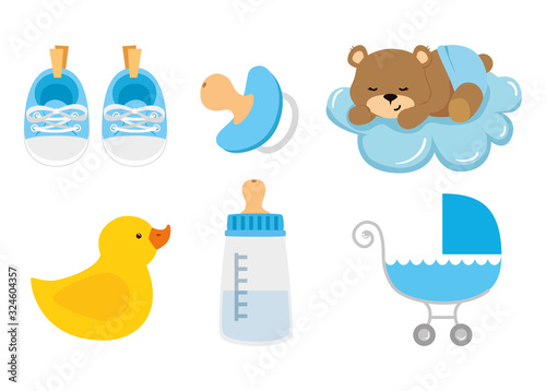 set cute icons of baby shower vector illustration design