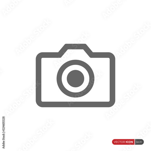 Camera Icon isolated on white background. Flat Line Icon Design Template Element.