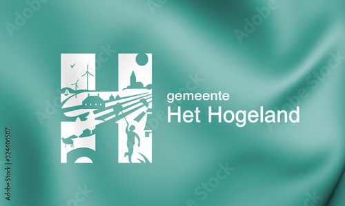 3D Flag of Het Hogeland (Groningen), Netherlands. 3D Illustration. photo