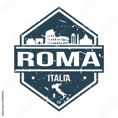 Rome Italy Travel Stamp. Icon Skyline City Design Vector.