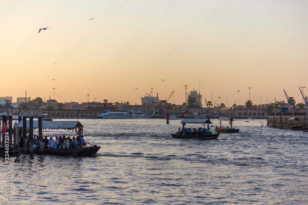 Dubai creek at sunset time