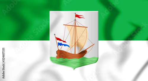 3D Flag of Vlieland (Friesland), Netherland. 3D Illustration. photo