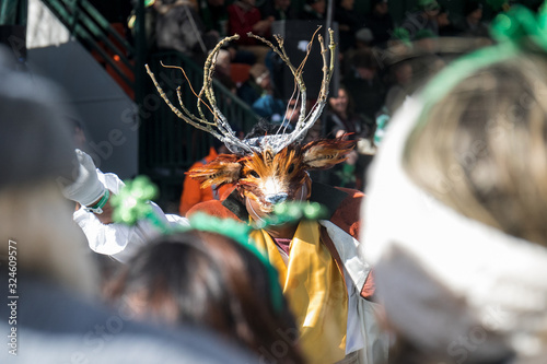 Saint Patrick´s Parade, man with deer mask