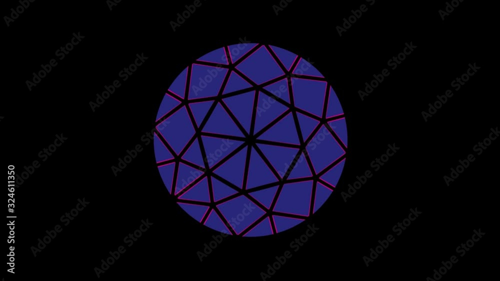 Colored graphic object on a minimal black background, which rotates clockwise reducing the size from full screen to zero, then returns to full screen. Colored graphic object on a minimal black background, which rotates clockwise reducing the size from full screen to zero, then returns to full screen.