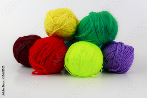 Multicolor yarn isolated on white background