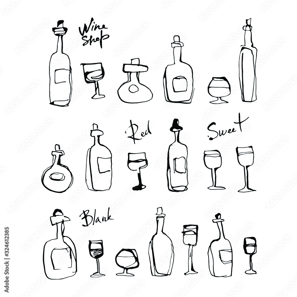 Illustration of glasses with alcohol