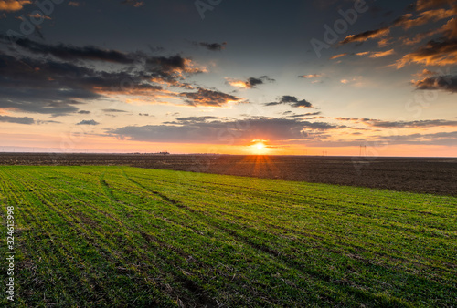  Sun Over Rural Countryside Wheat Field.