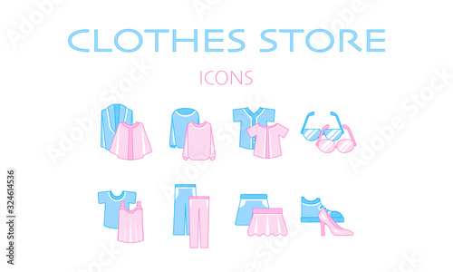 Set of icons for the store of men's and women's clothing