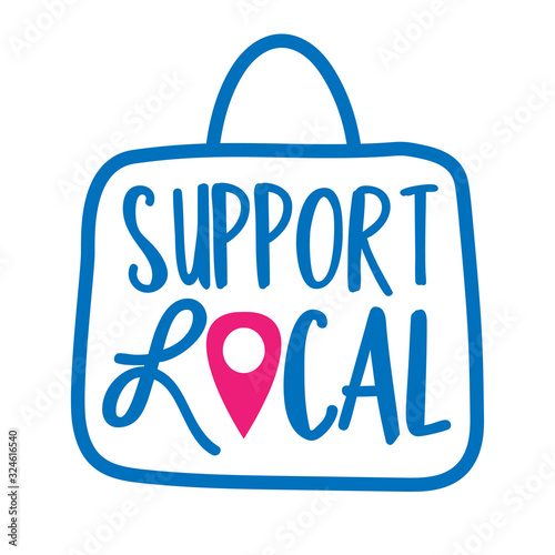 Support local - shop small business, buy family business . Flat vector illustrations on white background. Element for labels, stickers or icons, t-shirts or mugs. healthy food design. Go healthy.