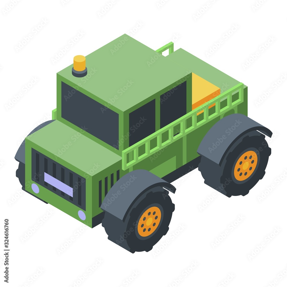 Farm big tractor icon. Isometric of farm big tractor vector icon for web design isolated on white background