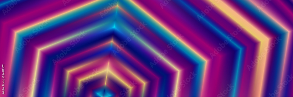 Fototapeta premium Colorful geometrical banner with neon radiance. Disco background