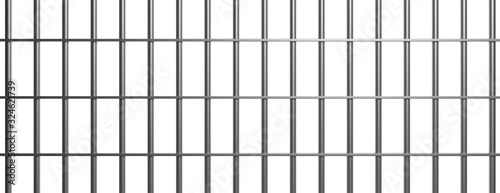 Jail bars on white background, texture. 3d illustration
