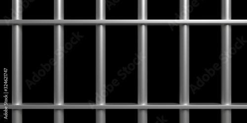 Jail bars on black background, texture. 3d illustration