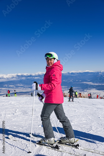 woman skiing mountain resort
