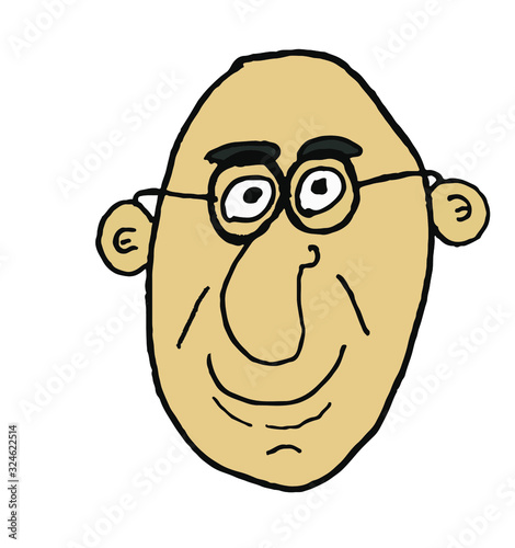 bald man head work illustration.This is vector work. Can be used as symbol, logo.
