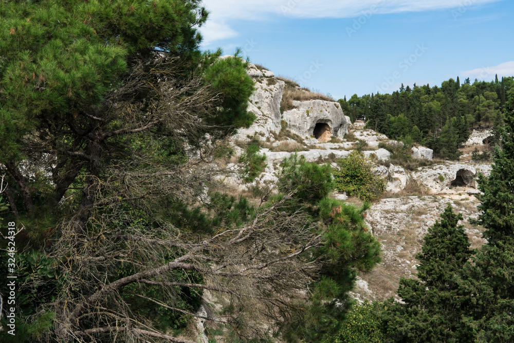Caves in rock. Gravina di Puglia, Italy