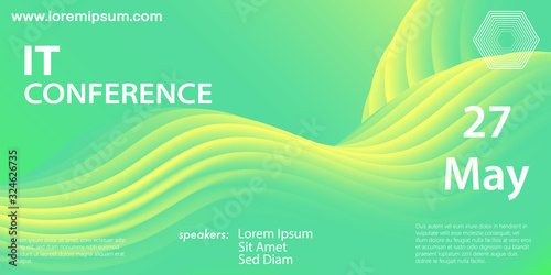 Green background. Abstract vector. Fluid flow.