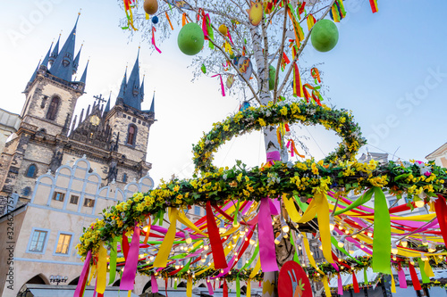Photography Easter decoration on the old town square, Prague, Czech Republic