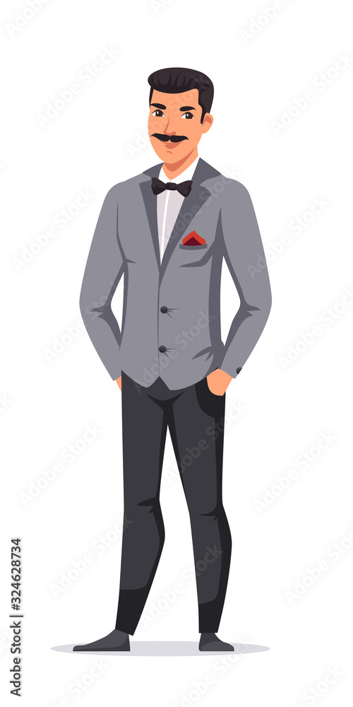Man in formal wear isolated on white background