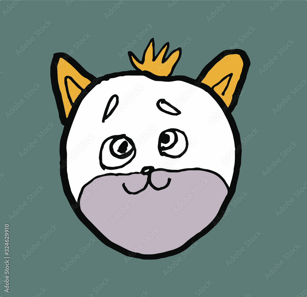 Obraz premium cute cat head illustration study. this is vector work. gray background