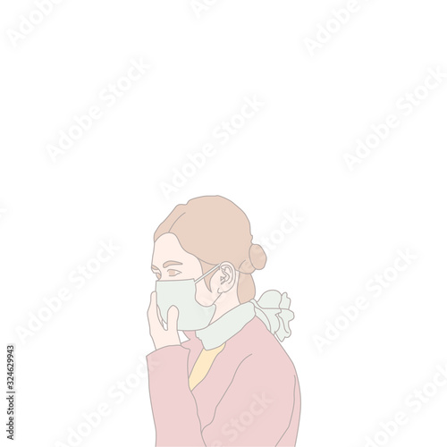 Women crowd in protective mask illustration vector eps 10