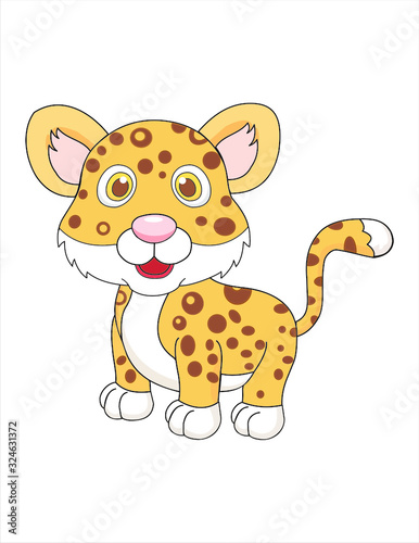 Cute baby tiger illustration, cartoon baby tiger for kids story book