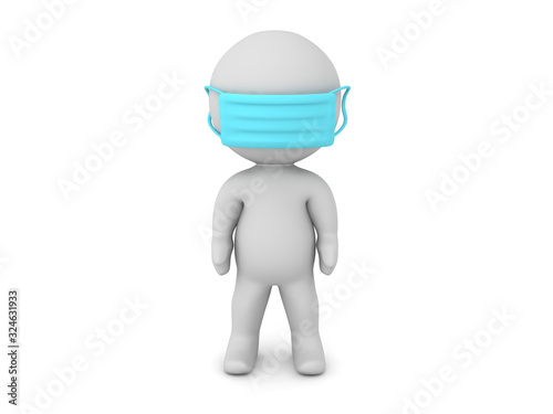 3D Character wearing medical mask photo