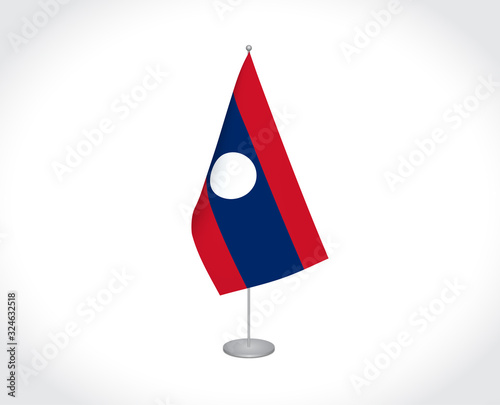 Laos flag on white background