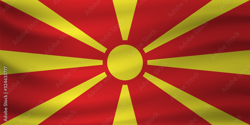 Waving flag of North Macedonia. Vector illustration Waving flag of North Macedonia. Vector illustration