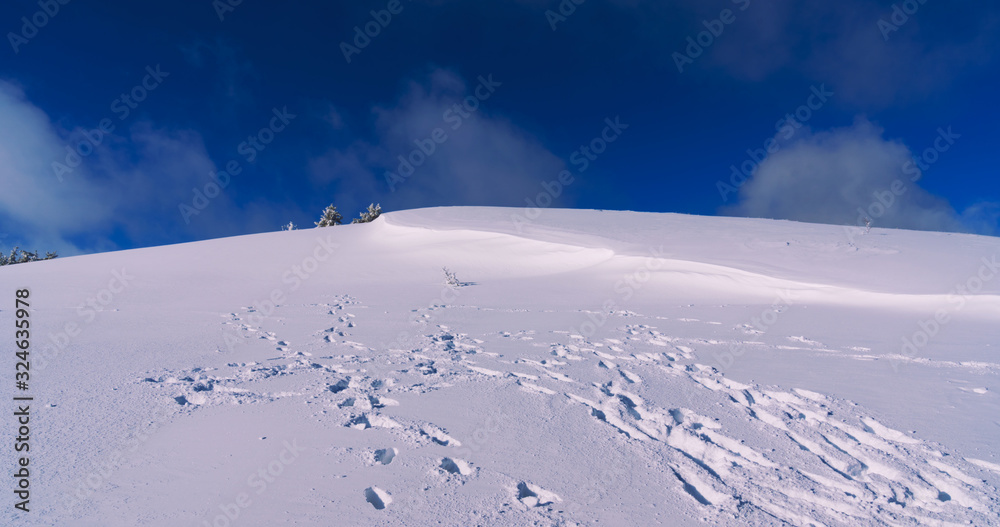 Ski resort. Beautiful winter landscape. Winter background.