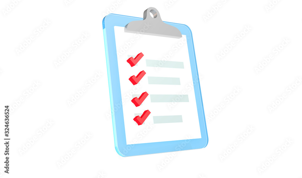 Digital 3D checklist or todo-list displayed . Digital 3D checklist or todo-list displayed .