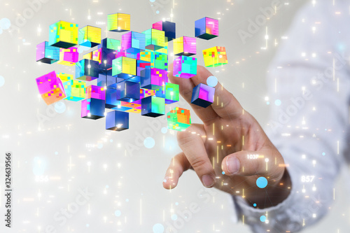 Wallpaper Mural code data concept in hand digital 3d Torontodigital.ca