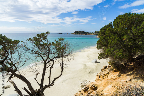 The beautiful turquoise water and white sand of Piscadeddus Beach, near Villasimius, Sardinia