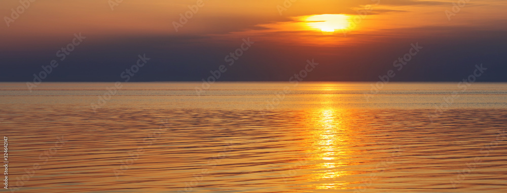 beautiful summer sunset on sea