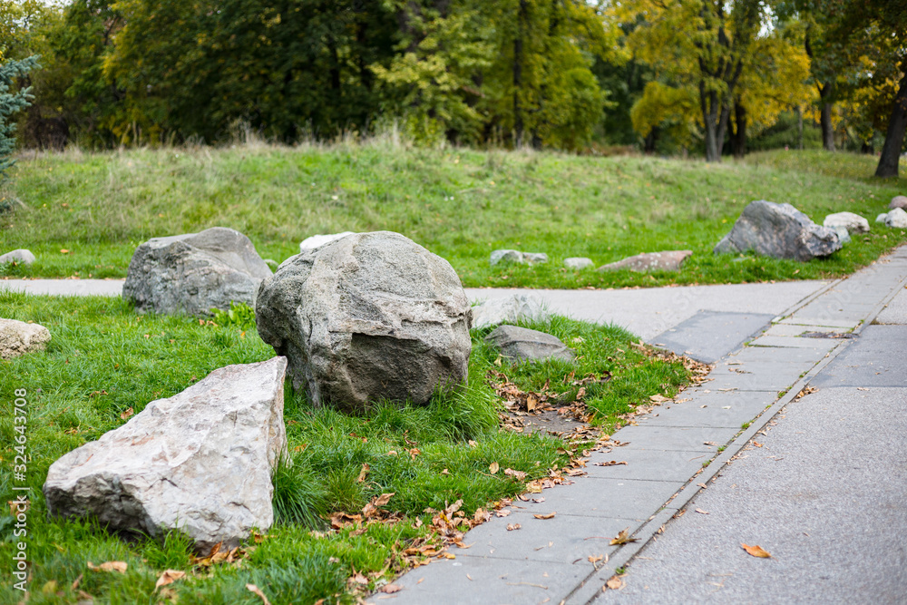 Stones in Pole Mokotowskie Park, Warsaw, Poland Stones in Pole Mokotowskie Park, Warsaw, Poland