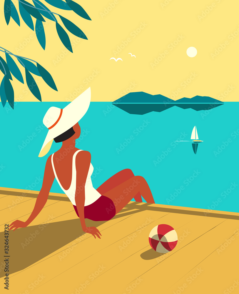 Vacation travel to seaside vector poster