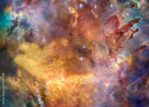 Billede på lærred Star forming region somewhere in deep space near pillars of creation in bright colors