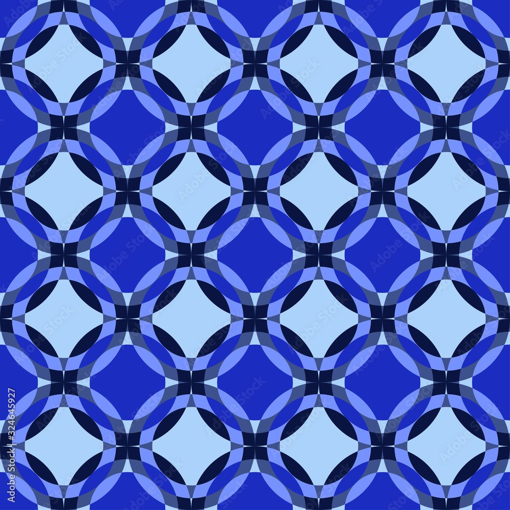Modern psychedelic seamless pattern in blue shades, great design for any purposes. Modern geometric vector illustration. Seamless pattern tile. Abstract graphic texture. Blue abstract background.