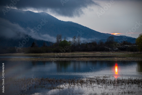 Cerknica lake in the sunset