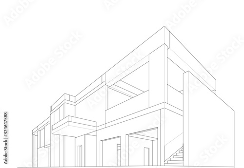 house building sketch architecture 3d 