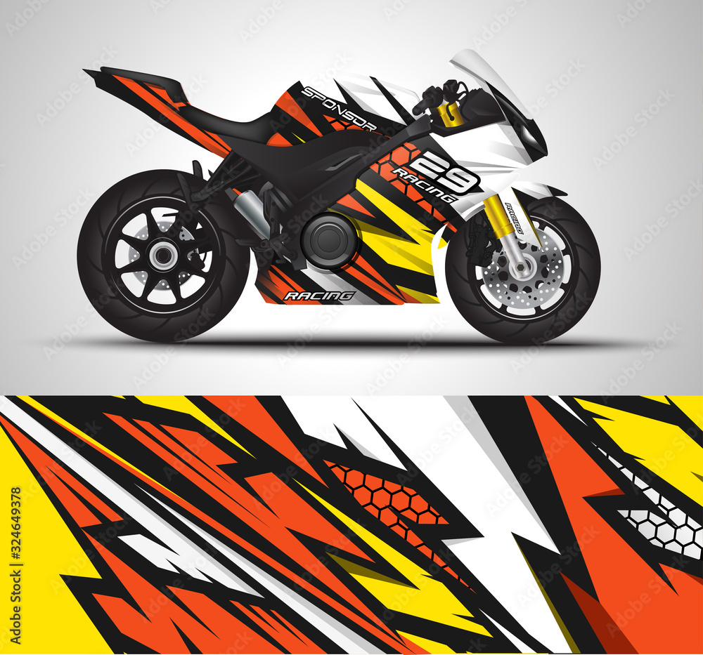 Motorbiuke Racing Sticker Racing motorcycle wrap decal and vinyl sticker design. Concept graphic ...