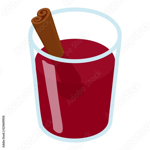 Glass mulled wine icon. Isometric of glass mulled wine vector icon for web design isolated on white background