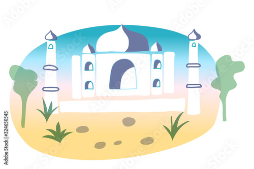 Flat Taj Mahal touristic place cutout landscape