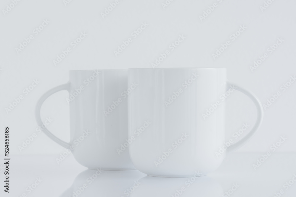 Two white teacups mock up Two white teacups mock up