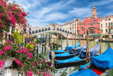 View with gondola on Grand Canal, Venice, Italy